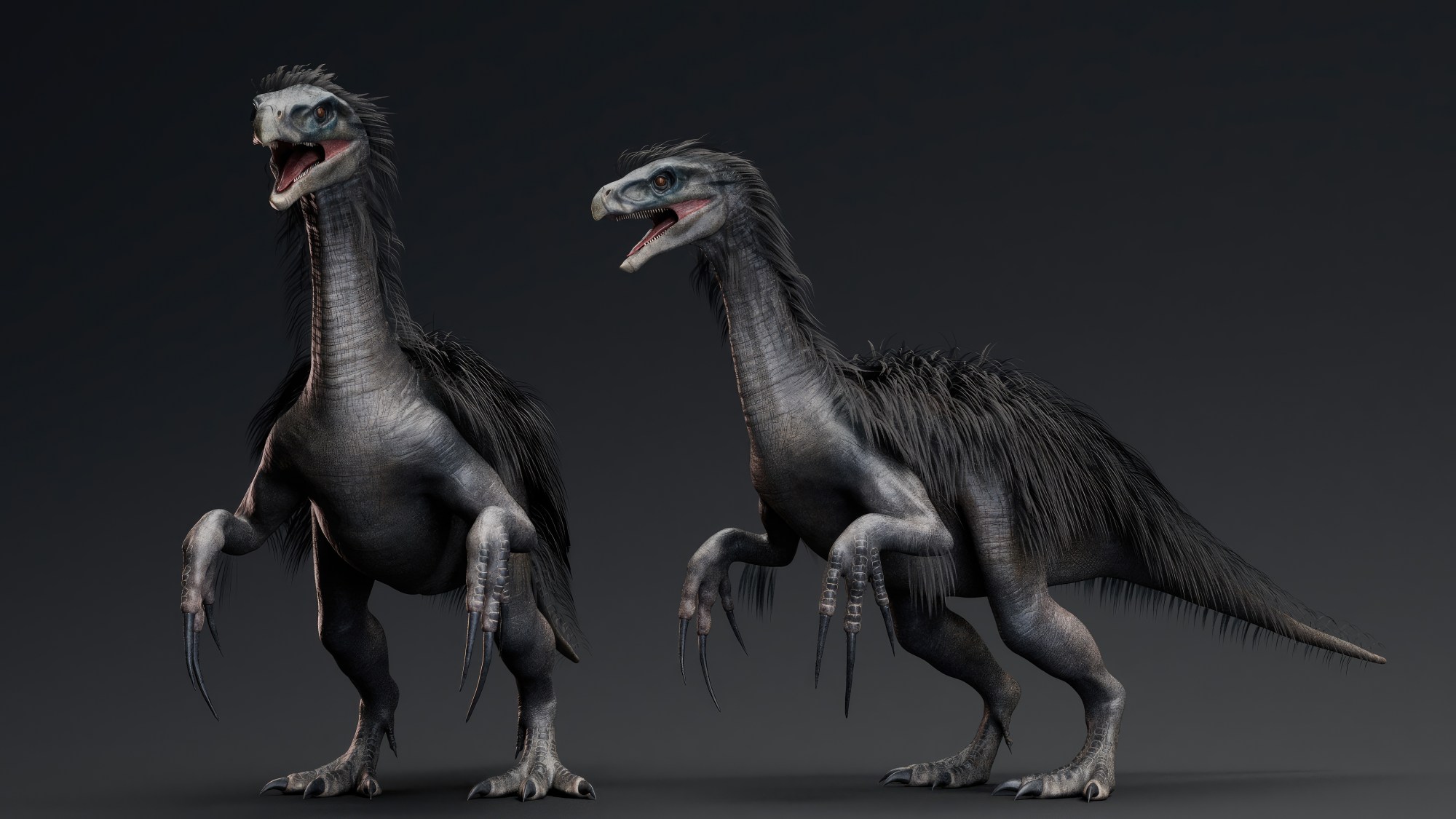 Therizinosaurus pose render of background. 3d rendering a close up of a bird